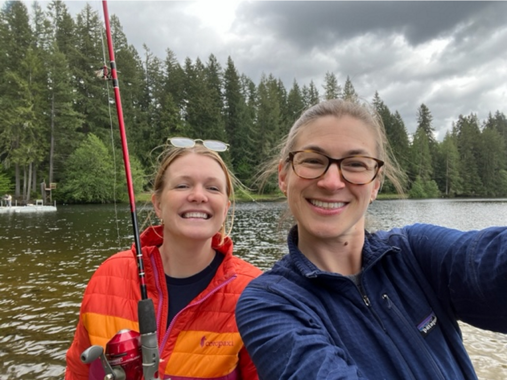Two women taking a selfie Description automatically generated